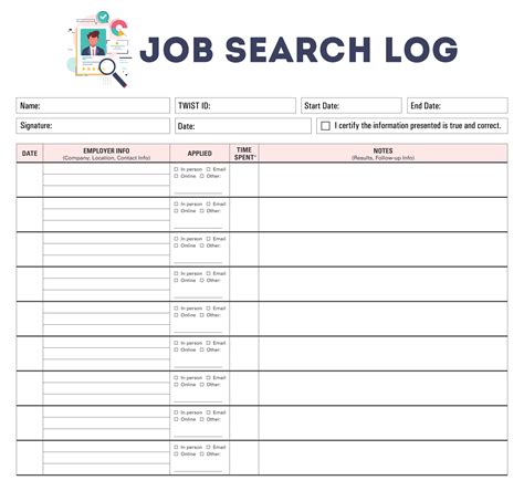 Printable Job Search Template
